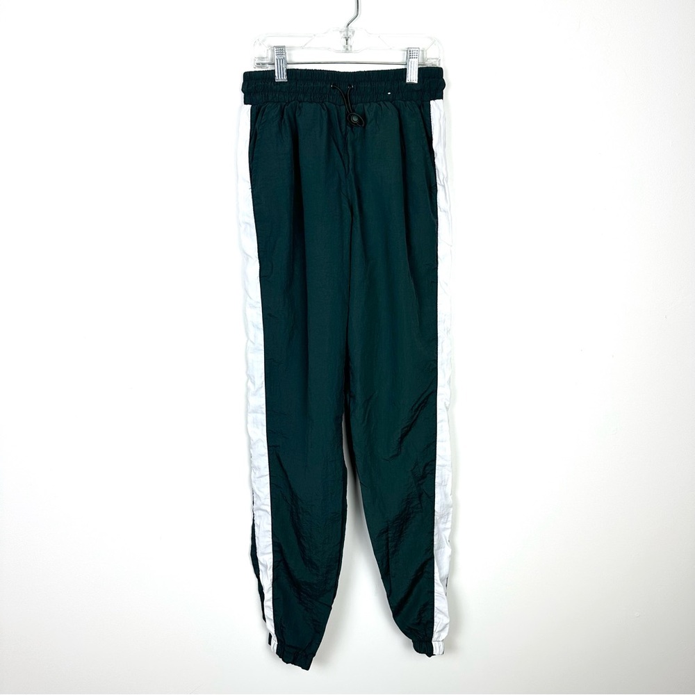 Better Together High Waisted Nylon  Green Track Stripe Joggers